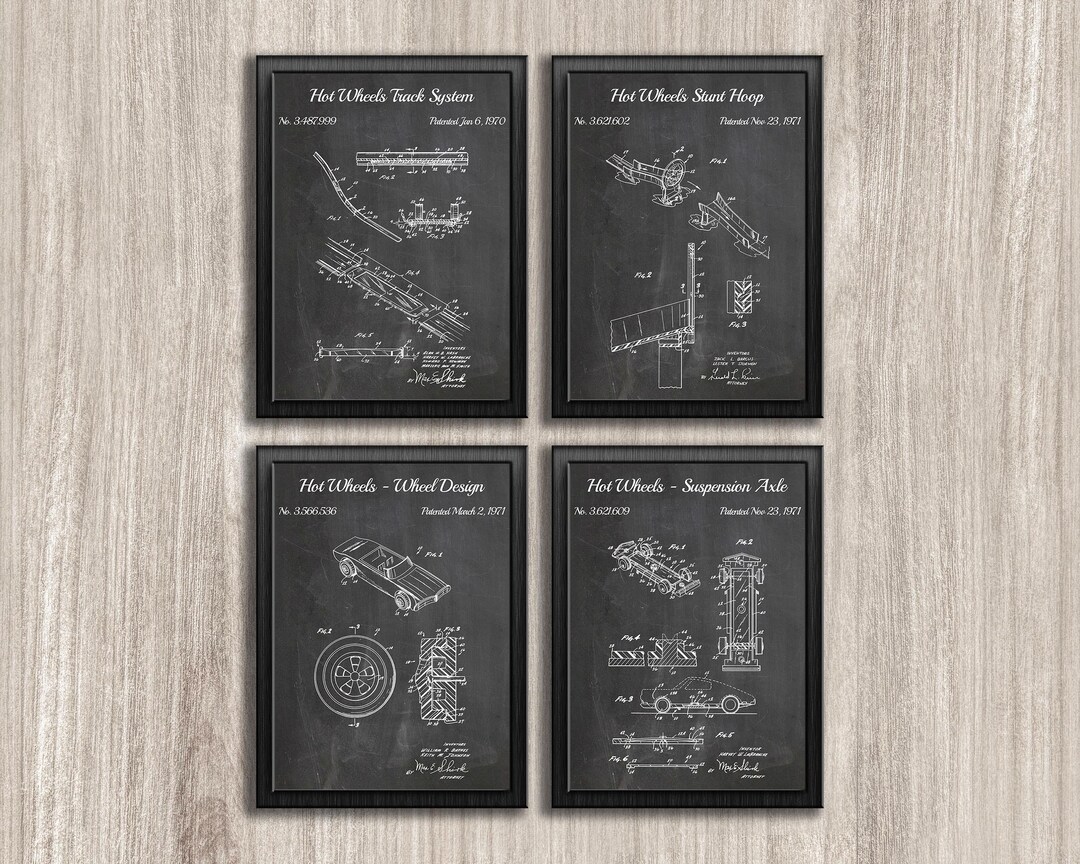 Vintage Toy Car Patent Art Prints: Garage Decor (set of 4) (instant ...