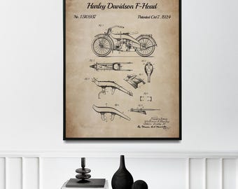 Motorcycle Patent Art Print: Vintage Biker Garage Decor (Instant Download)