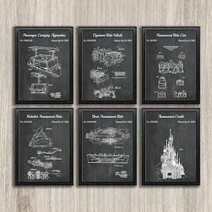 Theme Park Patent Prints Set of 6, Amusement Castle, Amusement Ride, Kids Room Decor, Amusements Park Fan, Gift for kids, INSTANT DOWNLOAD