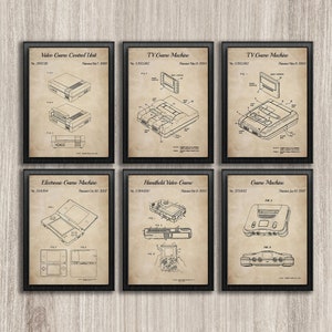 Retro Video Games Console Patent Prints, Set Of 6, Video Game Wall Art, Kids Room Decor, Console Patent, Gamer Gifts, INSTANT DOWNLOAD