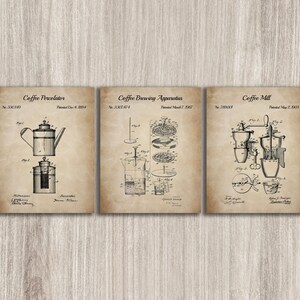 Coffee Making Set Of 3 Patent Prints, Coffee Art, Coffee Poster, Kitchen Wall Art, Coffee Shop Decor Gifts, INSTANT DOWNLOAD