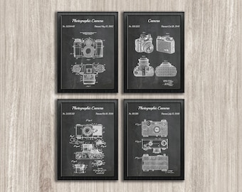 Láminas de patentes de cámaras antiguas: Conjunto de 4 impresiones de arte fotográfico (descarga instantánea)