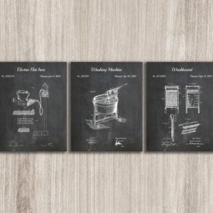 Laundry Room Prints, Set of 3, Washing Patent Print, Vintage Laundry Wall Art, Laundry Room Sign, INSTANT DOWNLOAD