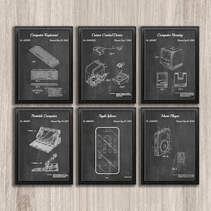 Apple Patent set of 6, Steve Jobs Blueprint Posters, Iphone Patent, Apple Keyboard, Wall Art Office Decor, INSTANT DOWNLOAD