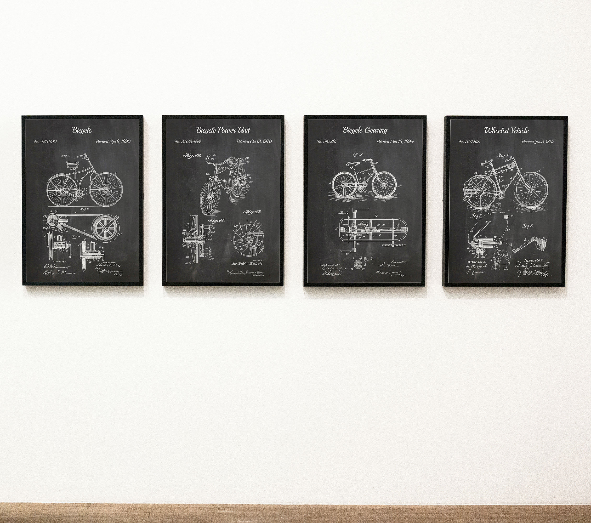 Vintage Bicycle Wall Art Set of 4 Bicycle Vintage Poster Etsy