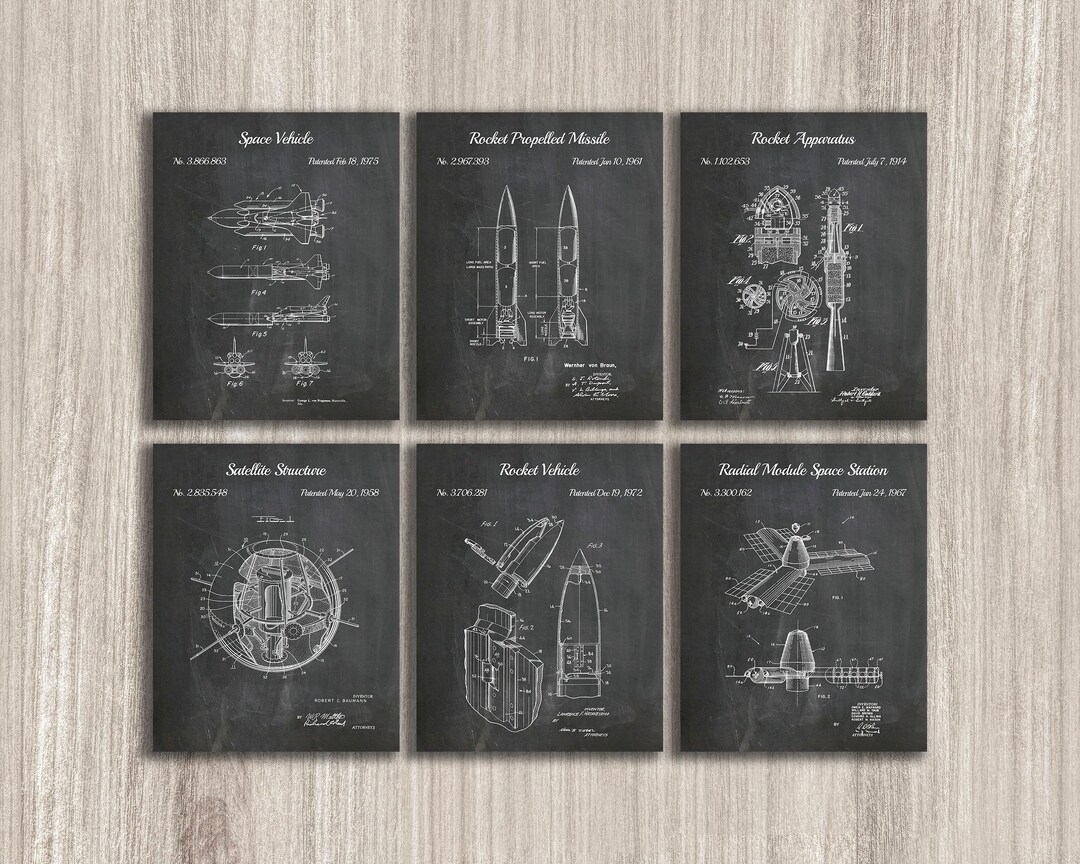 Vintage NASA Patent Art Prints: Space Exploration Wall Decor (digital ...