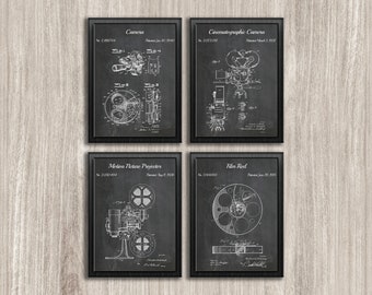 Impressions d'art brevetées : appareil photo, bobine, projecteur (lot de 4) (téléchargement numérique)