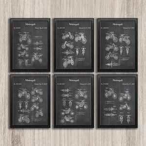 Set of 6 Dirt Bike Patent Print, Motorcycle Poster, Motorcycle Patent Art, Honda Dirt Bike Patent Print, Motorcycle Gift, INSTANT DOWNLOAD