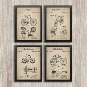 Vintage Bicycle Wall Art Set Of 4, Cycling Poster, Bicycle Art Print, Gifts For Him, INSTANT DOWNLOAD Active