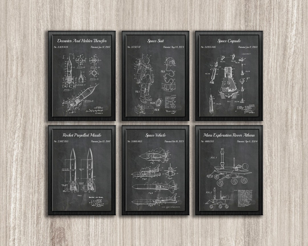Outer Space Set of 6 Patent Prints, Space Wall Art, NASA Blueprint ...