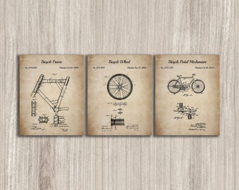 Vintage Bicycle Patent Art Prints: Cyclist Decor Set of 3 (Instant Download)