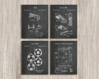 Soccer Patent Art Prints: Field, Goal, Shoe, Ball (Digital Download)