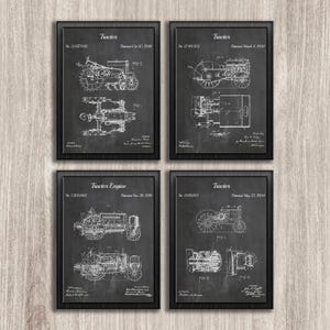 Wydruki patentowe na ciągnik John Deere, zestaw 4, plan ciągnika, plakat z planem ściennym do farmy, prezenty do dekoracji domu wiejskiego, natychmiastowe pobranie