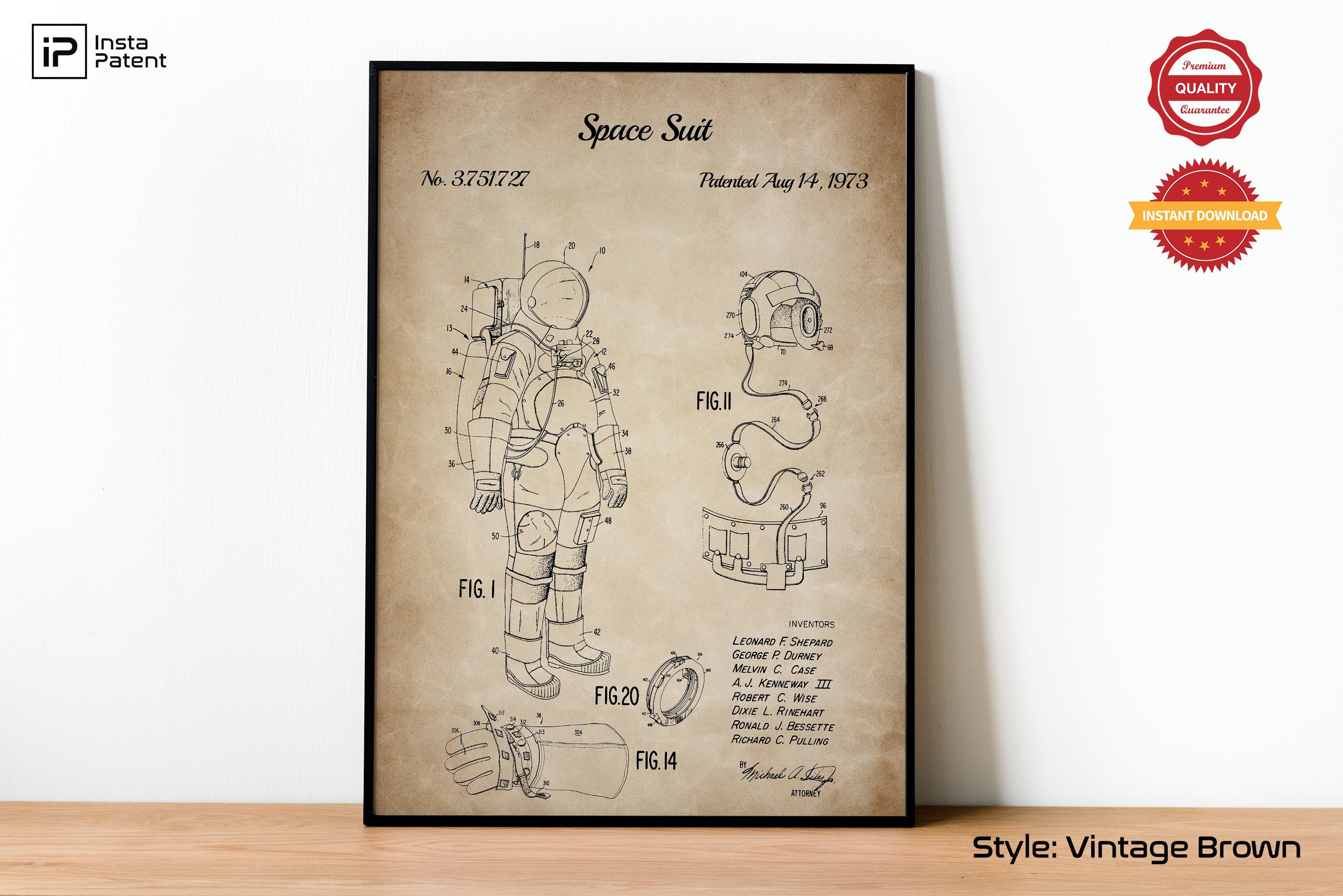 NASA Space Suit Patent Art Print: Blueprint Poster (instant Download ...