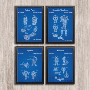 Transformers Patent Blueprint Art Prints, Set of 4 (Digital Download)