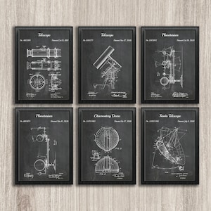 Astronomy Patent Prints Set of 6, Telescope Space Observatory, Radio Telescope Patent Wall Art, Astronomer Gift Idea, INSTANT DOWNLOAD