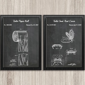 Toilettenpapier und Toilettensitz Patentdruck, 2er Set Patentdrucke, Toiletten Wandkunst, Badezimmer Wandkunst Geschenk, SOFORTIGER DOWNLOAD