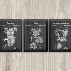 Motor Patent Art Poster, 3er Set, Ausstellungsraumdekor, Lagerdruck, Brennkraftmaschine, Mechaniker Patent Wandkunst, Auto Geschenk, SOFORTIGER DOWNLOAD