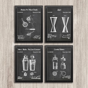 Vintage wijndrinker set van 6 patentafdrukken, barkamerdecor, bardecor keukenblauwdruk, barmancadeau, INSTANT DOWNLOAD
