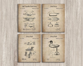 Duck Hunting Wall Art Set Of 4, Vintage Room Decor, Printable Duck Hunting, Hunting Poster, Gifts for Dad, INSTANT DOWNLOAD