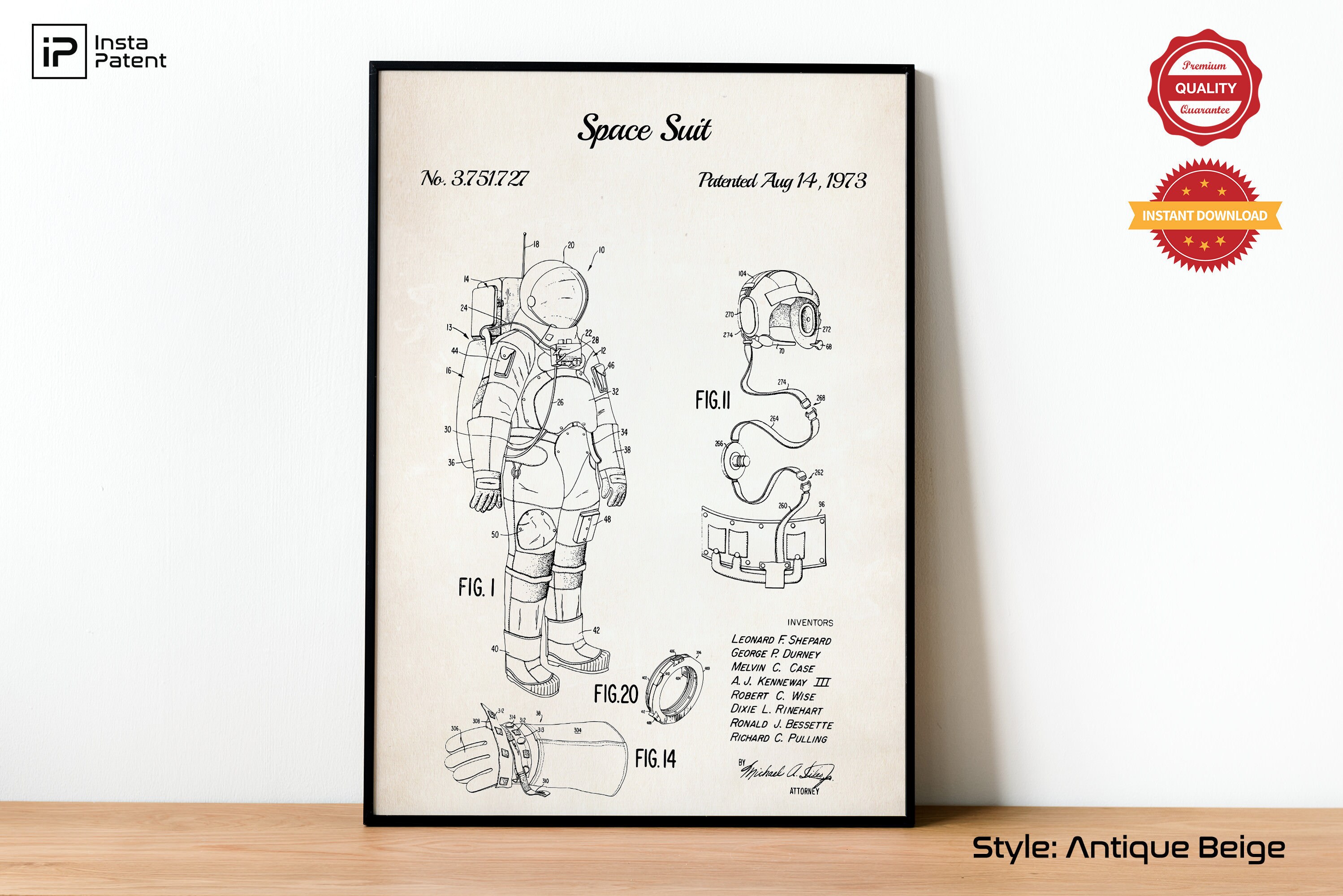NASA Space Suit Patent Art Print: Blueprint Poster (instant Download ...