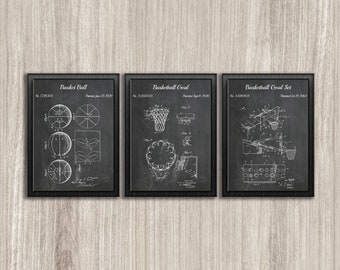 Basketball Patent Prints Set: Boys Room Sports Decor (Instant Download)