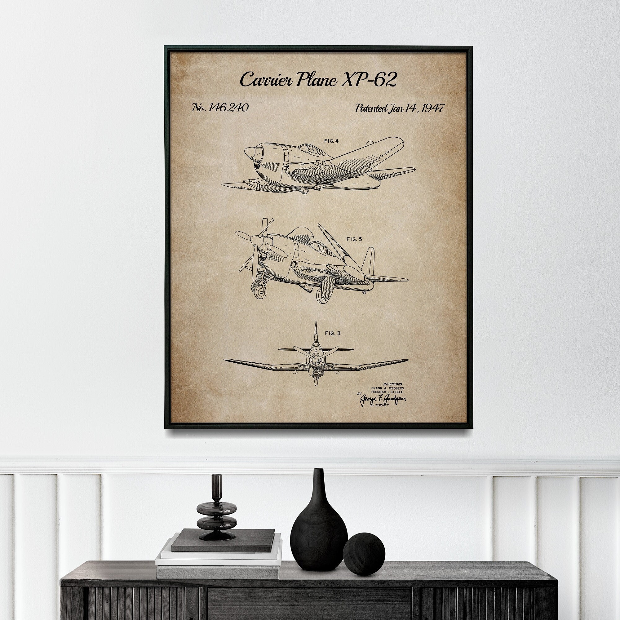 Vintage Airplane Patent Art Print: Aviation Office Decor (instant ...