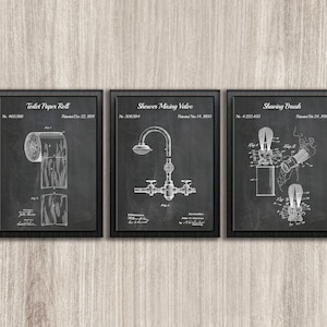 Bathroom Set Of 3 Patent Prints, Toilet Paper Roll, WC, Bathroom Wall Art, Toilet Decor Gifts, INSTANT DOWNLOAD