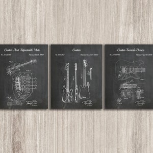Guitar Poster Patent Prints Set of 3, Guitar Patent Poster, Fender Guitar Collection, Music Wall Art, Guitar Player Gift, INSTANT DOWNLOAD