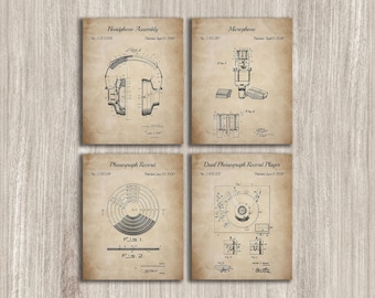 Vinyl Record Patent Prints Set: Music Room Decor (Instant Download)