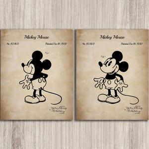 Mickey Mouse 1930 Patent Drawing, Kids Wall Art, Playroom Decor, Cartoon Legendary Character Poster, Gift for kids, INSTANT DOWNLOAD