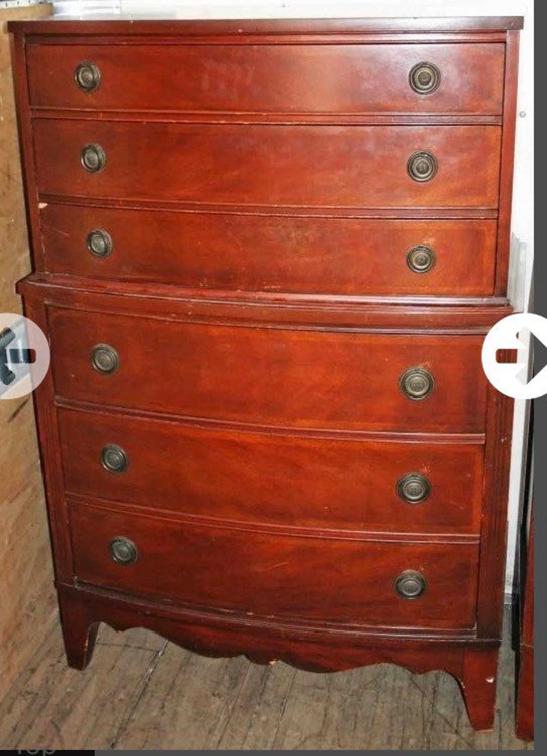 Vintage Dixie Mahogany Serpitine Tall Boy Chest of Drawers Etsy