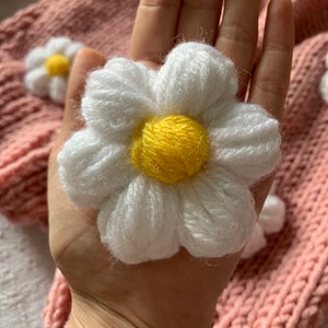 10 Pieces Flowers Flower Cardigan Flowers For Sweater Gift For Her Handknit Flowers 3D Daisy Flowers Cardigan Crochet Flowers image 1