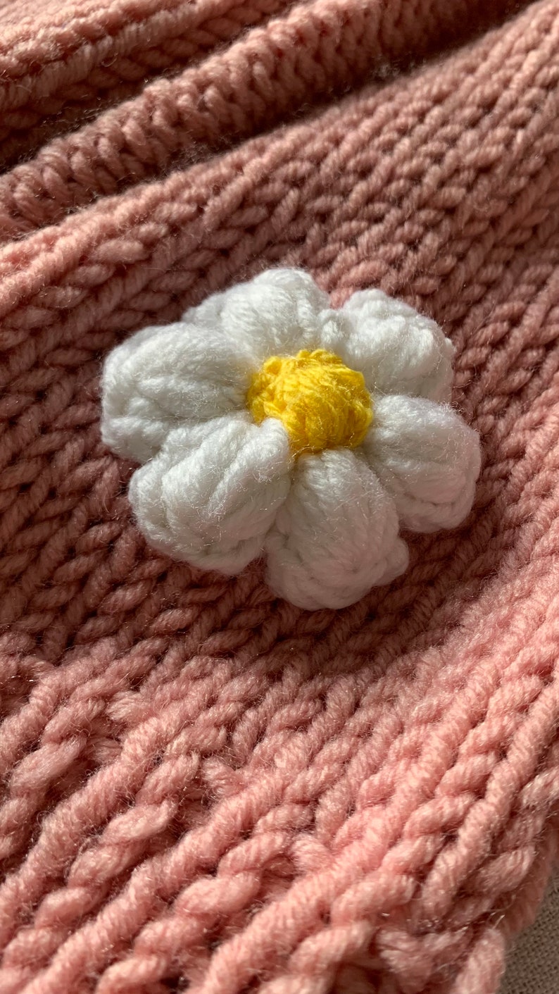 10 Pieces Flowers Flower Cardigan Flowers For Sweater Gift For Her Handknit Flowers 3D Daisy Flowers Cardigan Crochet Flowers image 3