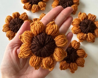 10 Pieces Crochet Sunflowers | Sew On Your Clothes | Hand Knit Sunflower | Handmade Crochet Flower | Custom Crochet