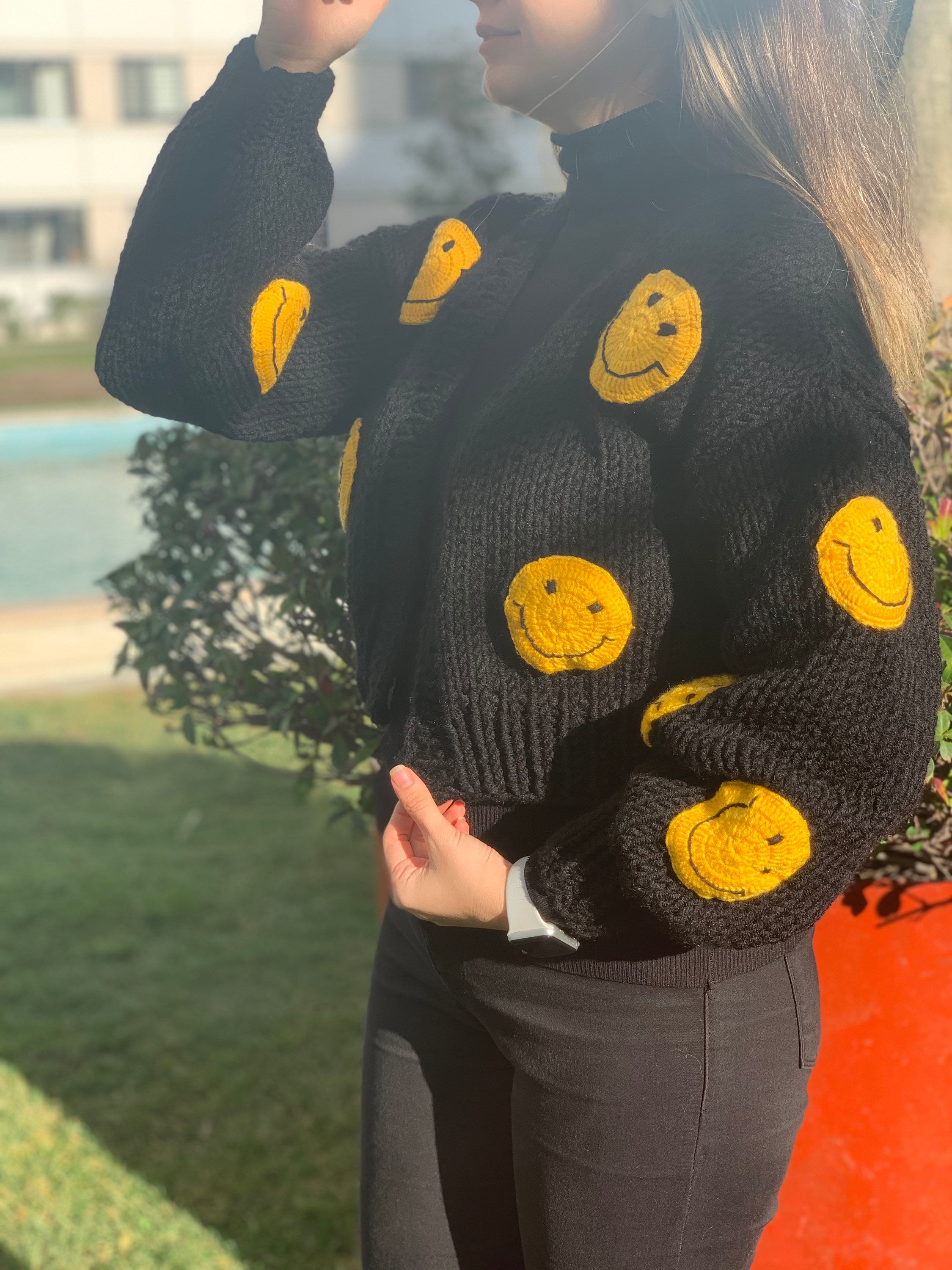 Smiley Face Cardigan | Unisex Sweater | Smiley Sweater for