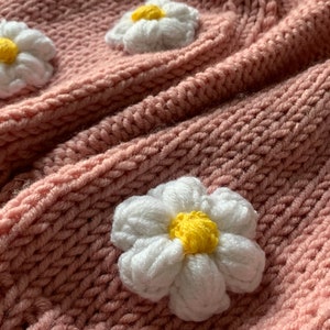 10 Pieces Flowers Flower Cardigan Flowers For Sweater Gift For Her Handknit Flowers 3D Daisy Flowers Cardigan Crochet Flowers image 2