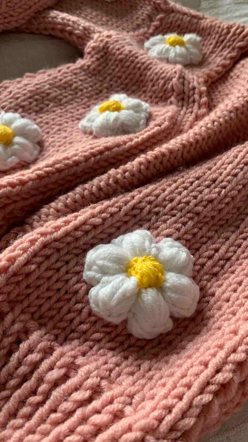 10 Pieces Flowers Flower Cardigan Flowers For Sweater Gift For Her Handknit Flowers 3D Daisy Flowers Cardigan Crochet Flowers image 2