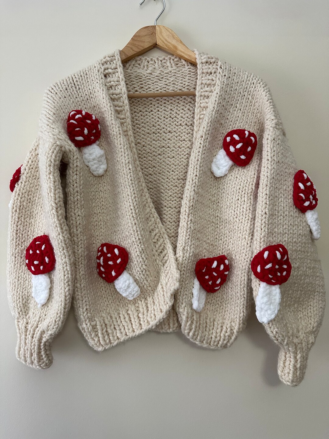 Mushroom Cardigan for Woman / Handmade Sweater / Knitting Cardigan ...