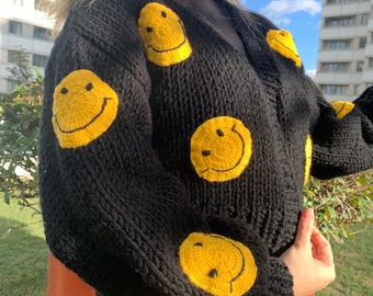 Smiley Face Cardigan | Unisex Sweater | Smiley Sweater for
