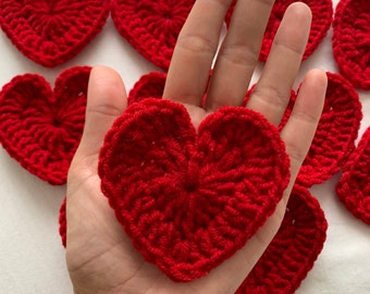 10 Pieces Crochet Heart | Sew On Your Sweater | Gift For Her | Christmas gift | Handmade With Love