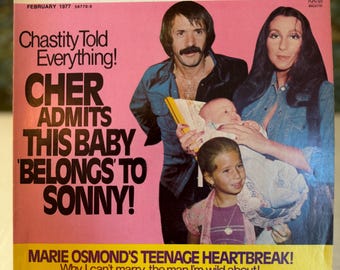 Screen Stories Magazine February, 1977 SONNY and CHER.  “Cher admits this baby belongs to Sonny.”
