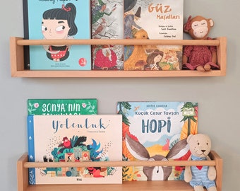 Estantería infantil de madera de haya hecha a mano - Decoración infantil