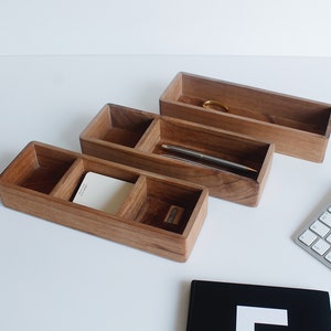 Wooden Organizer Box Set, Walnut Box, Desk Storage Box, Pen Holder, Pencil Holder