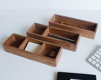 Holz Organizer Box Set, Walnussbox, Schreibtisch Aufbewahrungsbox, Stifthalter, Bleistifthalter