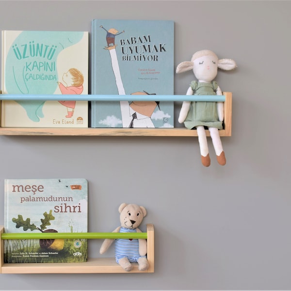 Montessori Bookshelf, Child Bookshelf, Wood Bookshelf, Wall Bookshelf, Nursery Bookshelf,