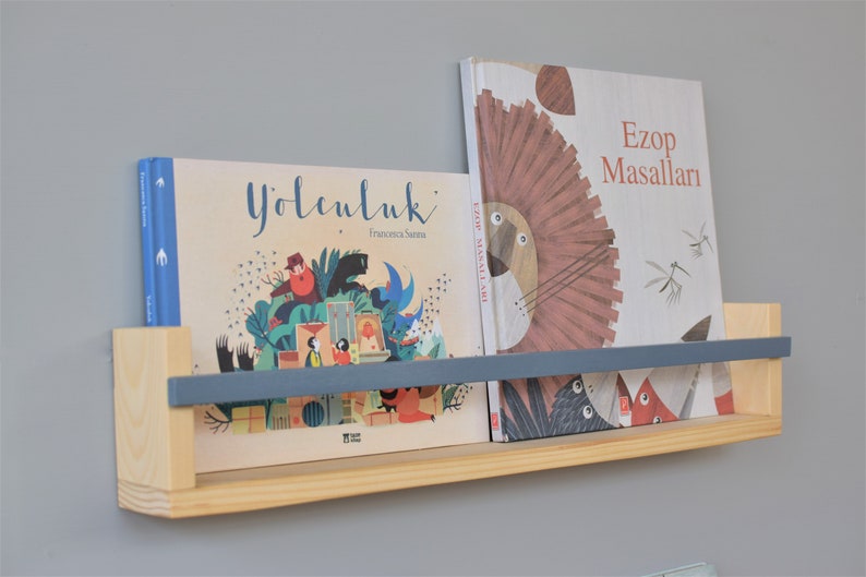 Holz Bücherregal, rustikales Bücherregal, schwebendes Regal, Kinderzimmer Regal, Wandregal, Kinder Bücherregal, Babyzimmer Regal, Buch Aufbewahrung Bild 5