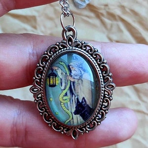 Tarot card jewelry The Hermit tarot charm pendant necklace witchy jewelry gift on Halloween party night