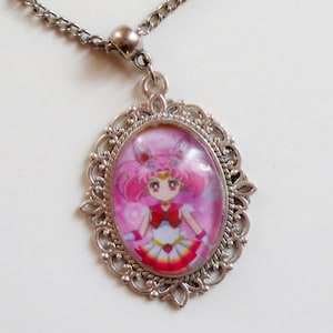 Sailor moon jewelry Chibiusa, Sailor Chibi moon necklace, dangle earrings anime charm keychain fan art gift for friend nostalgia jewelry