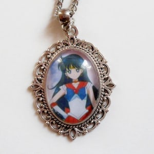 Collar de Sailor Moon, pendientes colgantes de Sailor Mars y Sailor Venus, gargantilla con dije de camafeo de anime personalizado, regalo de fan art para un amigo, joyería nostálgica